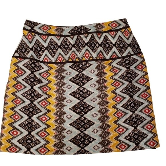 Aztec Print A-Line Mini Skirt With Side Zipper - Picture 1 of 7